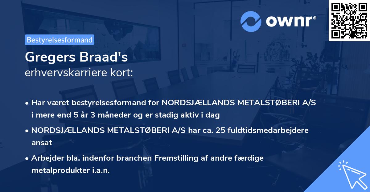 Gregers Braad's erhvervskarriere kort