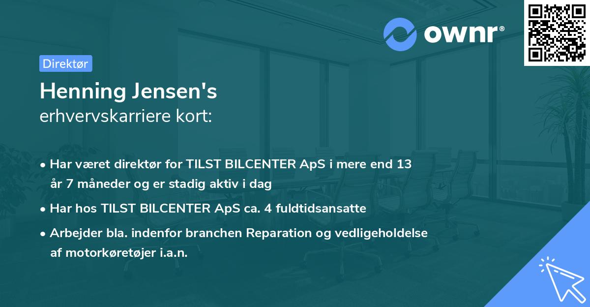 Henning Jensen's erhvervskarriere kort