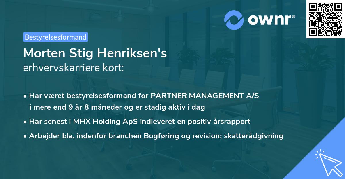 Morten Stig Henriksen's erhvervskarriere kort