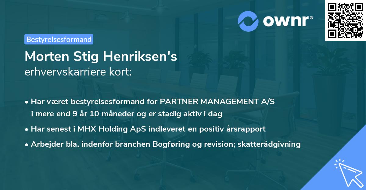 Morten Stig Henriksen's erhvervskarriere kort