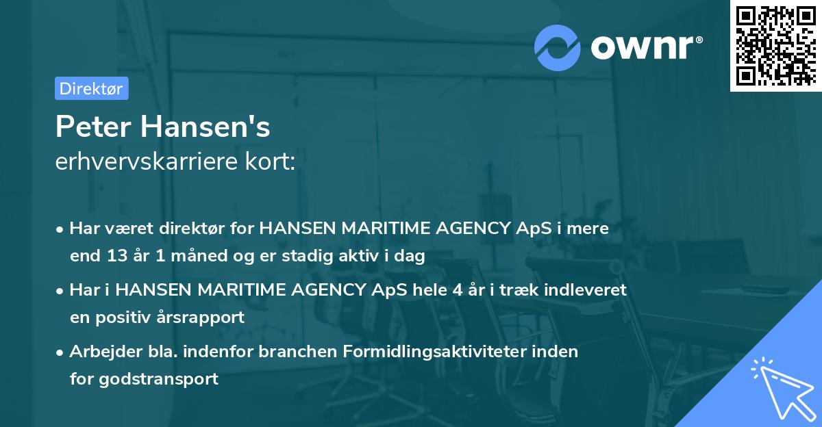 Peter Hansen's erhvervskarriere kort