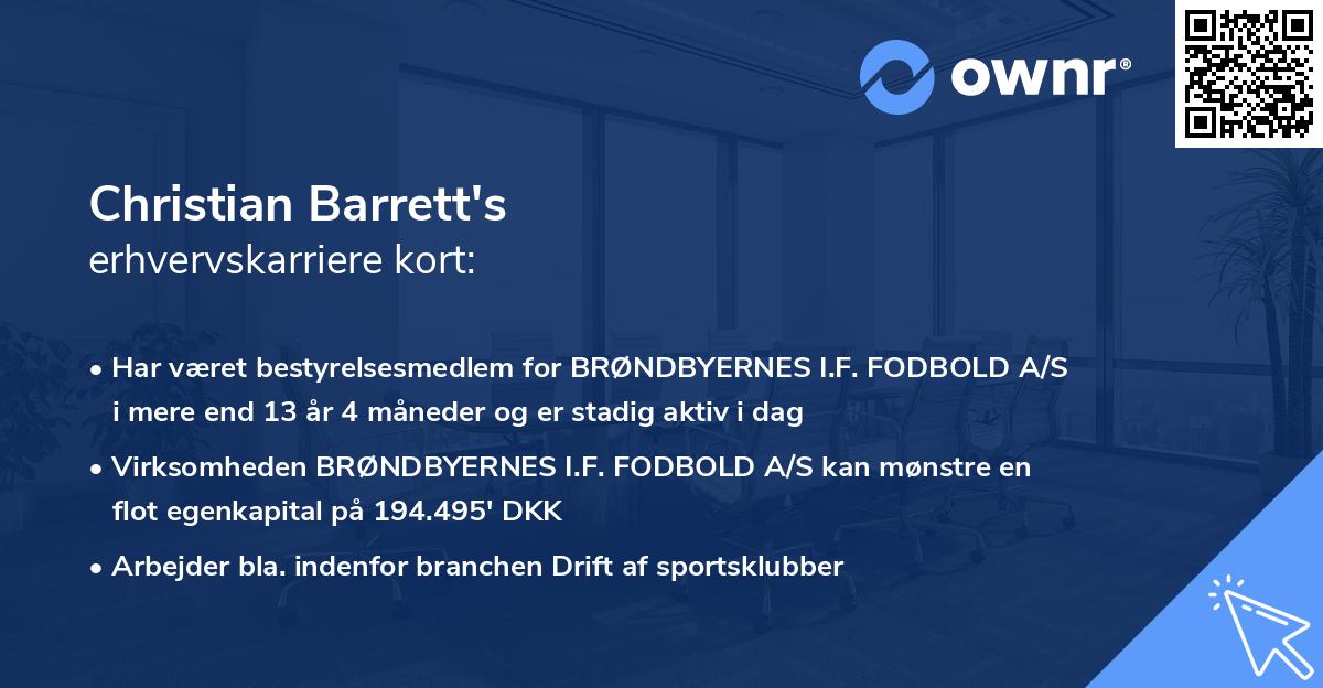 Christian Barrett's erhvervskarriere kort
