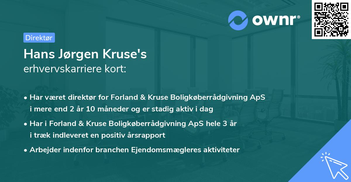 Hans Jørgen Kruse's erhvervskarriere kort