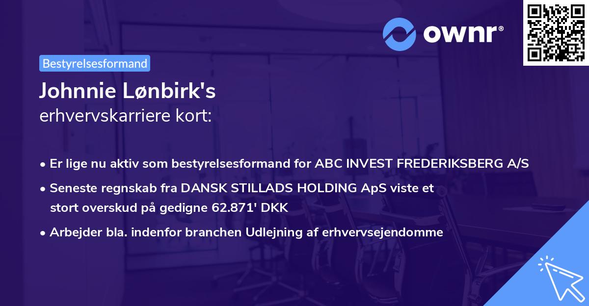 Johnnie Lønbirk's erhvervskarriere kort