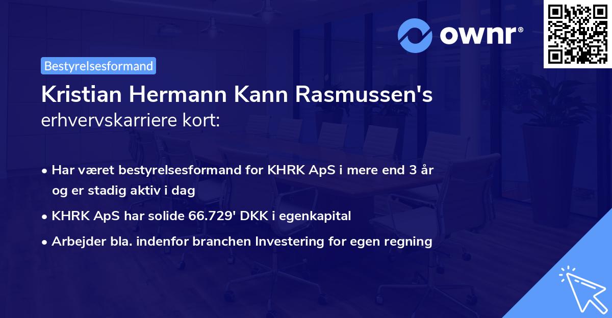 Kristian Hermann Kann Rasmussen's erhvervskarriere kort