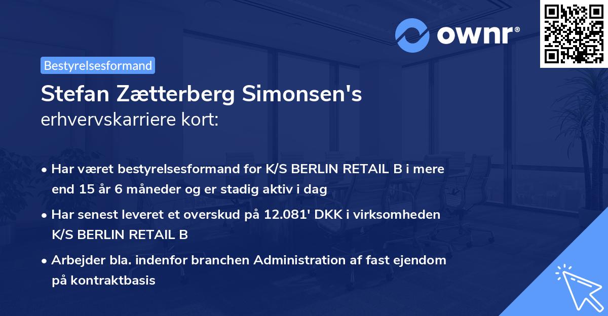 Stefan Zætterberg Simonsen's erhvervskarriere kort