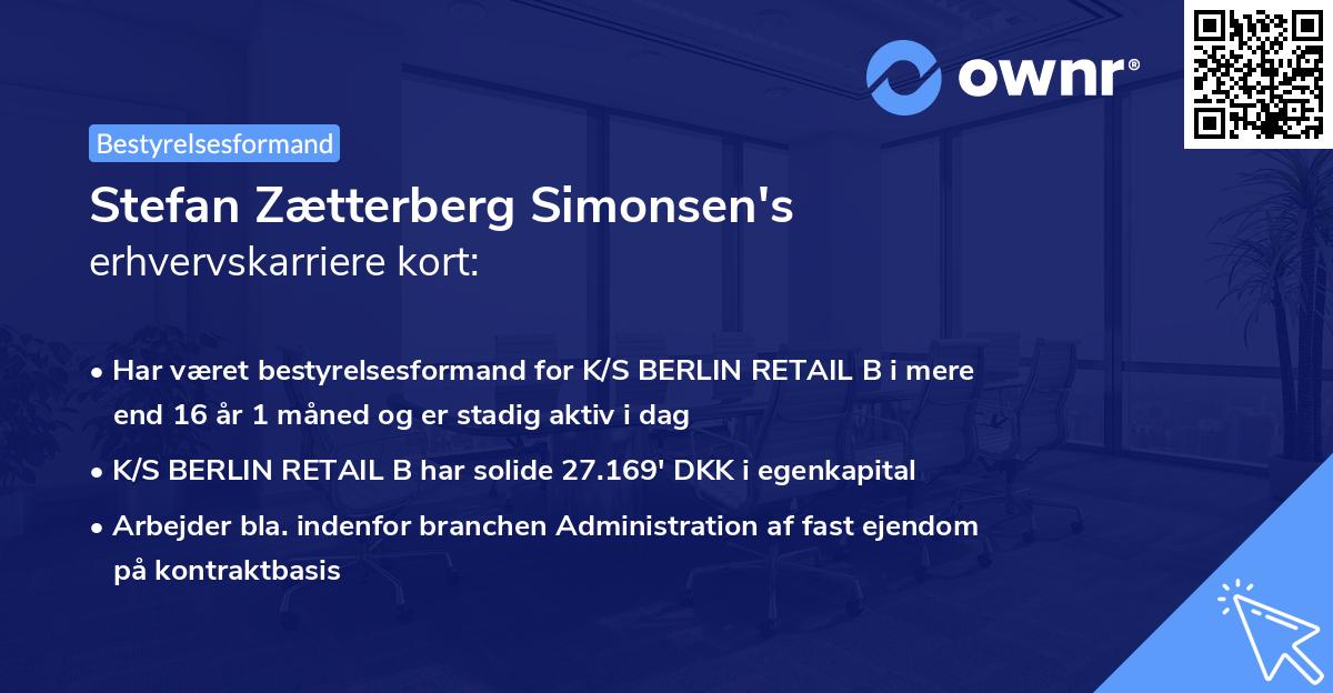 Stefan Zætterberg Simonsen's erhvervskarriere kort