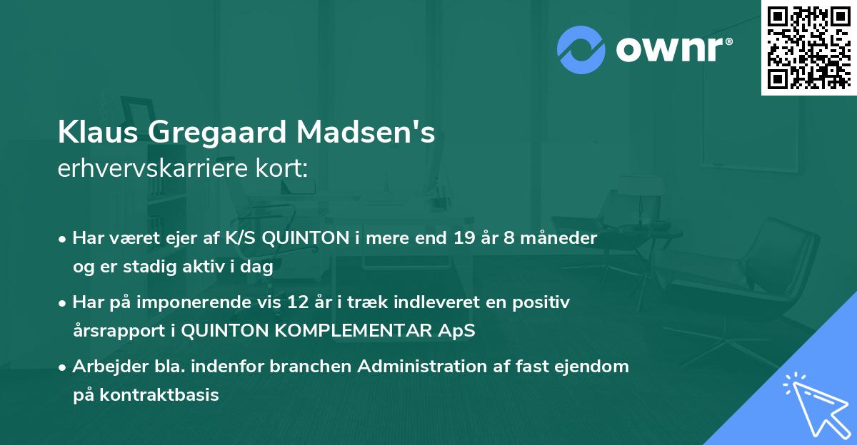 Klaus Gregaard Madsen's erhvervskarriere kort