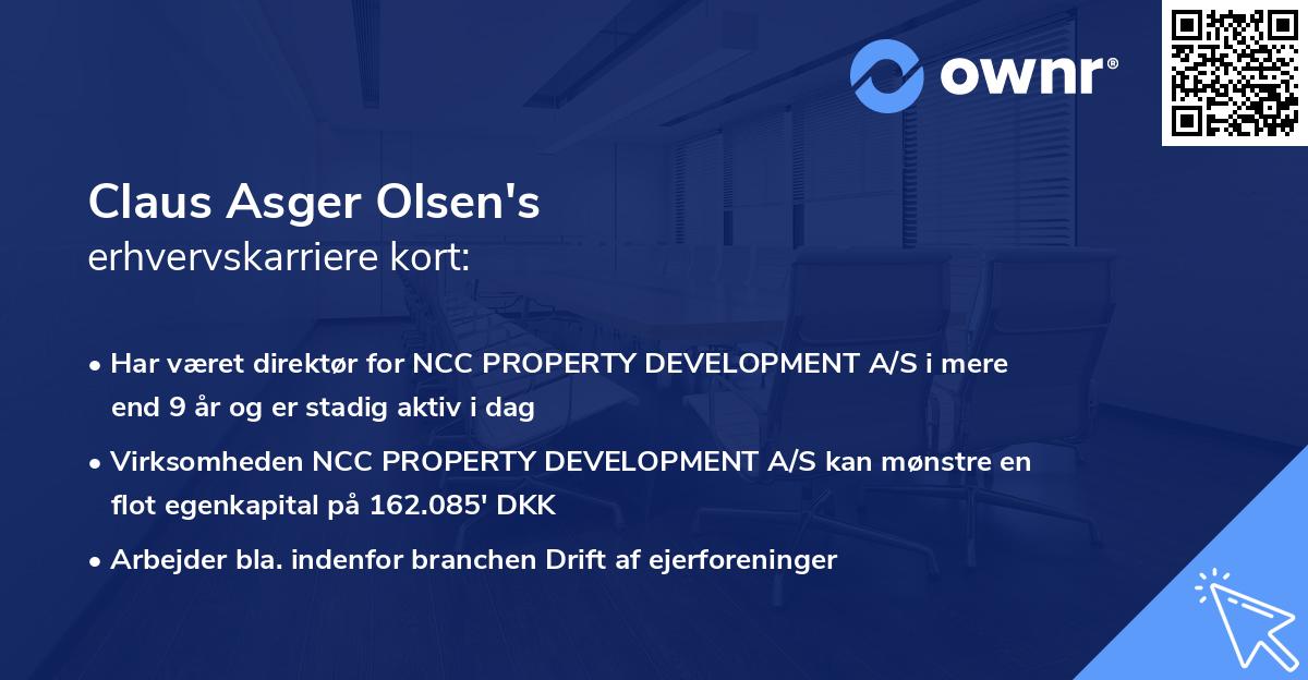 Claus Asger Olsen's erhvervskarriere kort