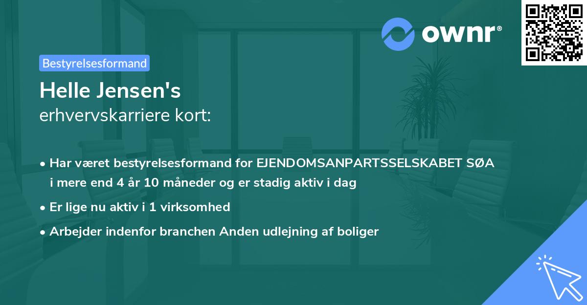 Helle Jensen's erhvervskarriere kort