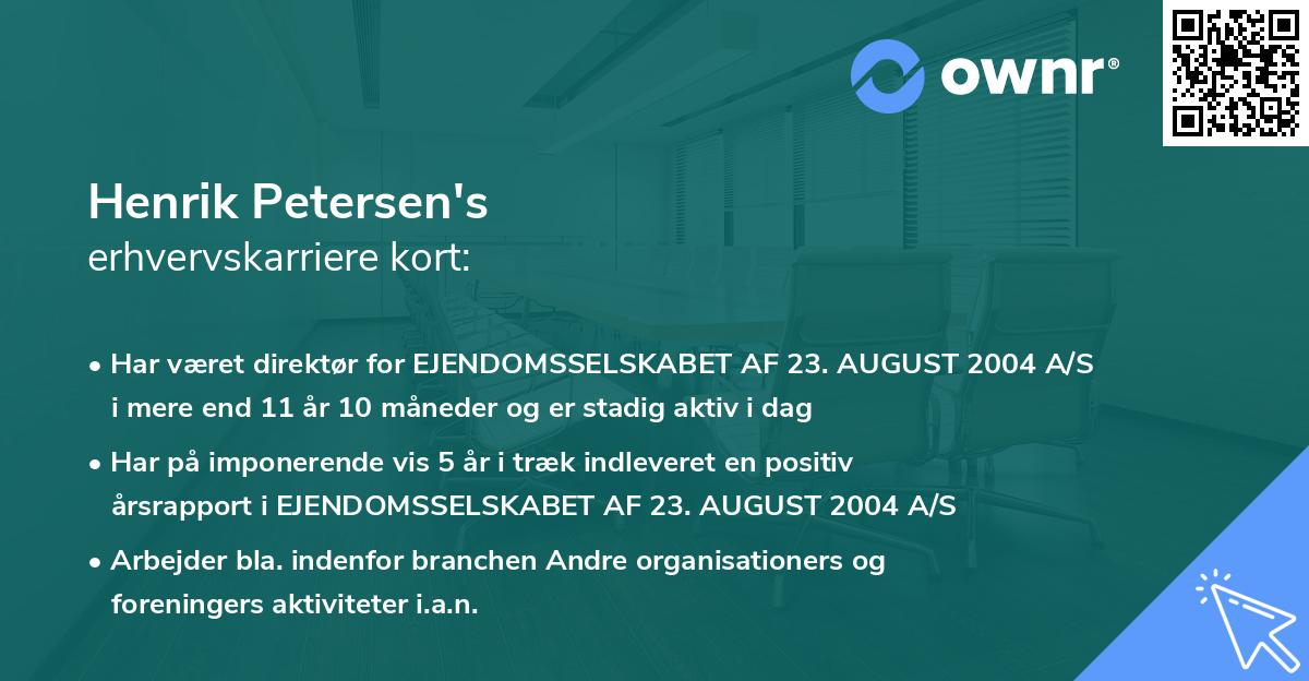 Henrik Petersen's erhvervskarriere kort