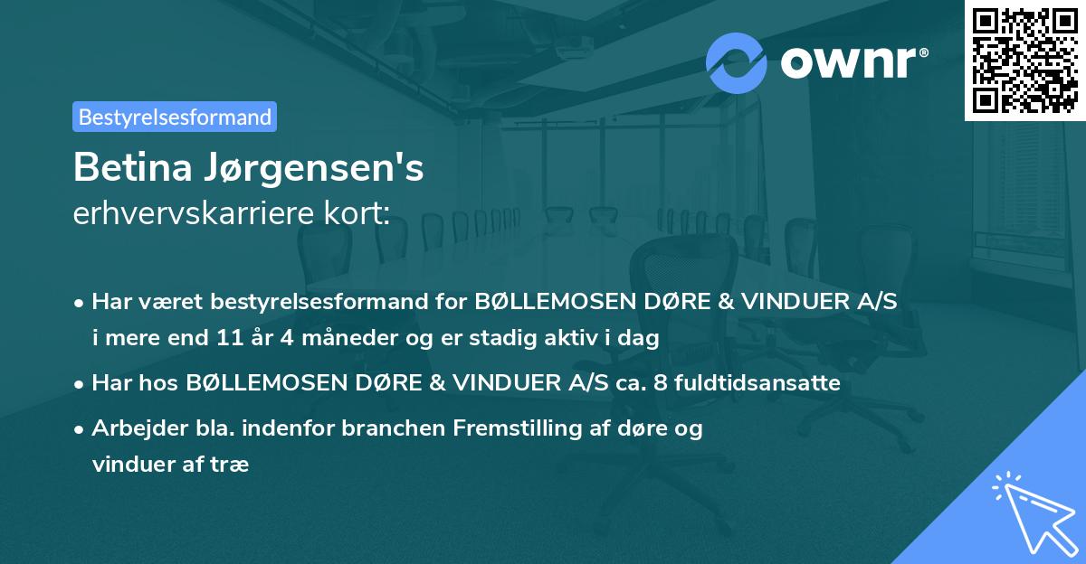 Betina Jørgensen's erhvervskarriere kort