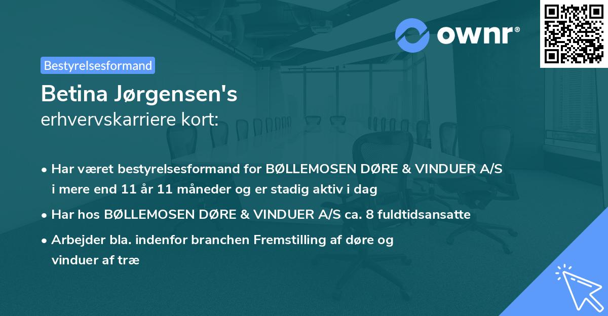 Betina Jørgensen's erhvervskarriere kort