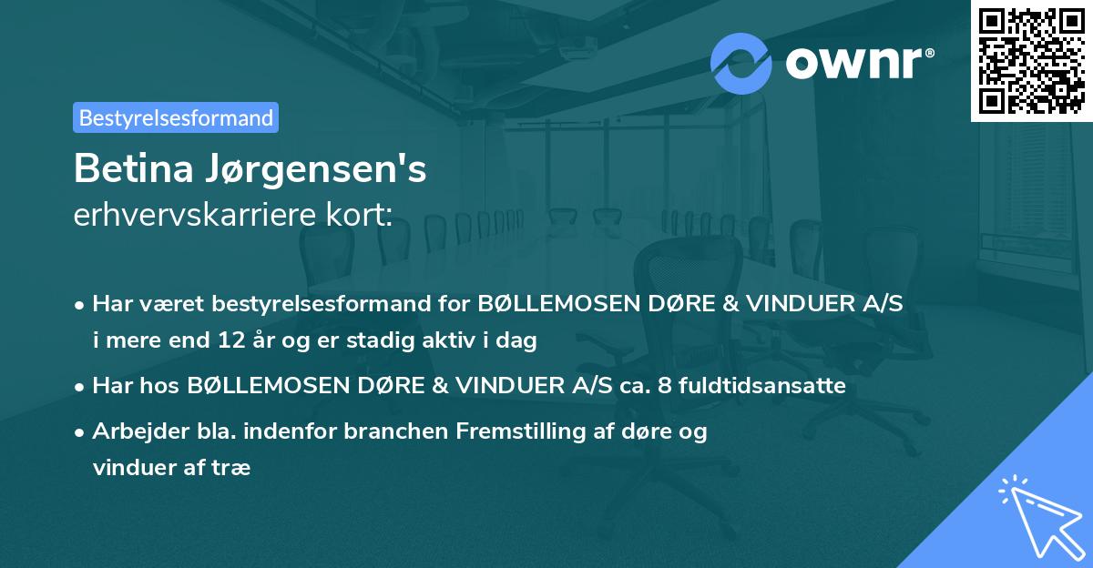 Betina Jørgensen's erhvervskarriere kort