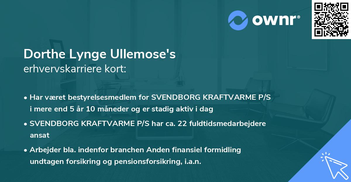 Dorthe Lynge Ullemose's erhvervskarriere kort