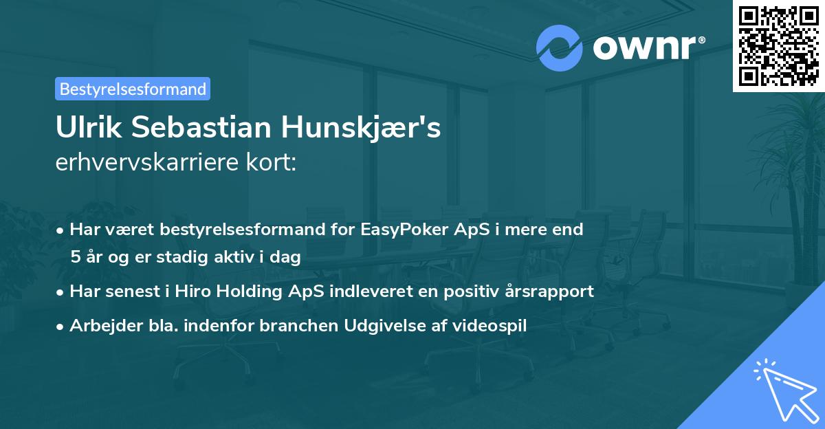 Ulrik Sebastian Hunskjær's erhvervskarriere kort