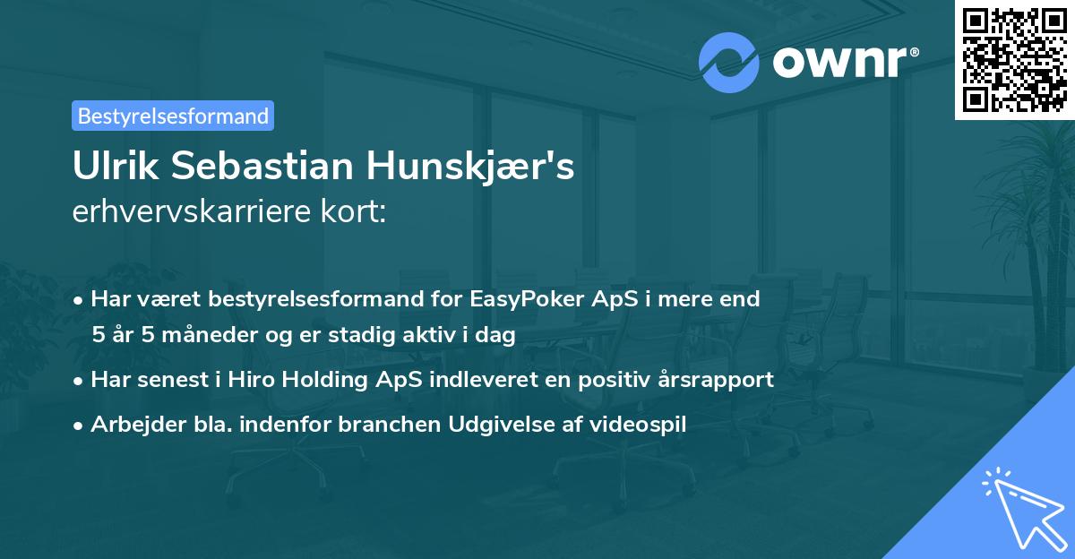 Ulrik Sebastian Hunskjær's erhvervskarriere kort