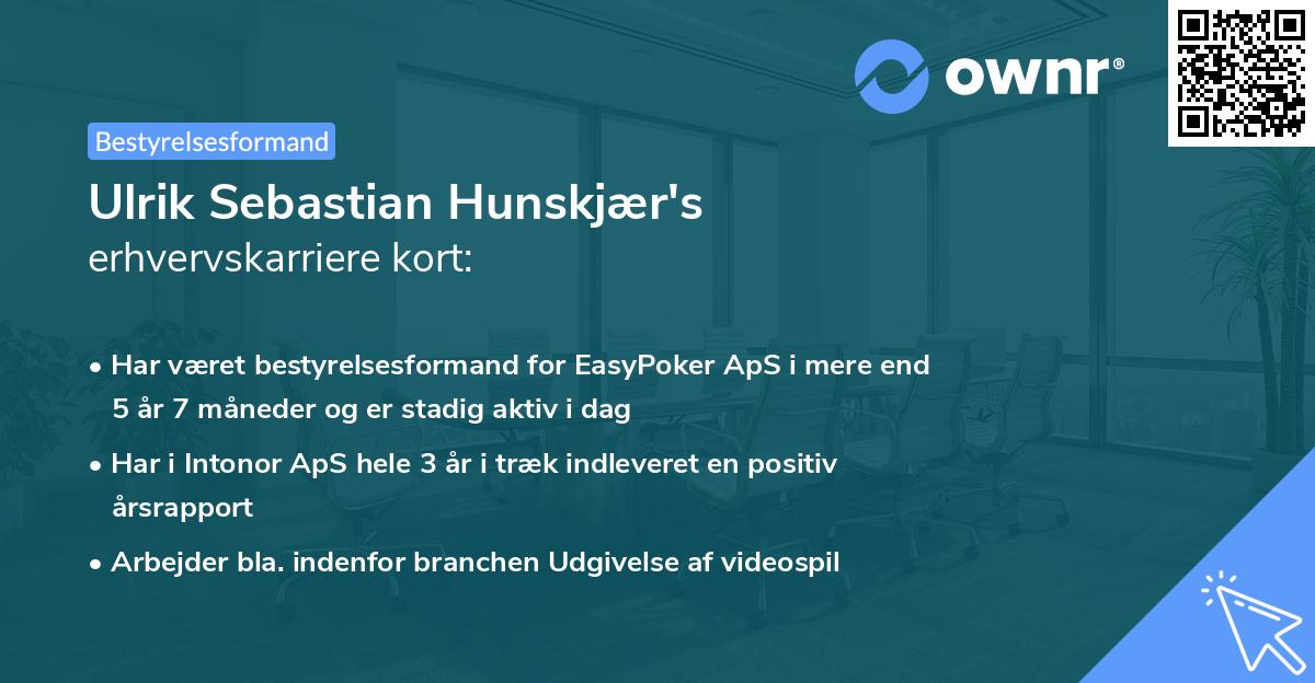 Ulrik Sebastian Hunskjær's erhvervskarriere kort
