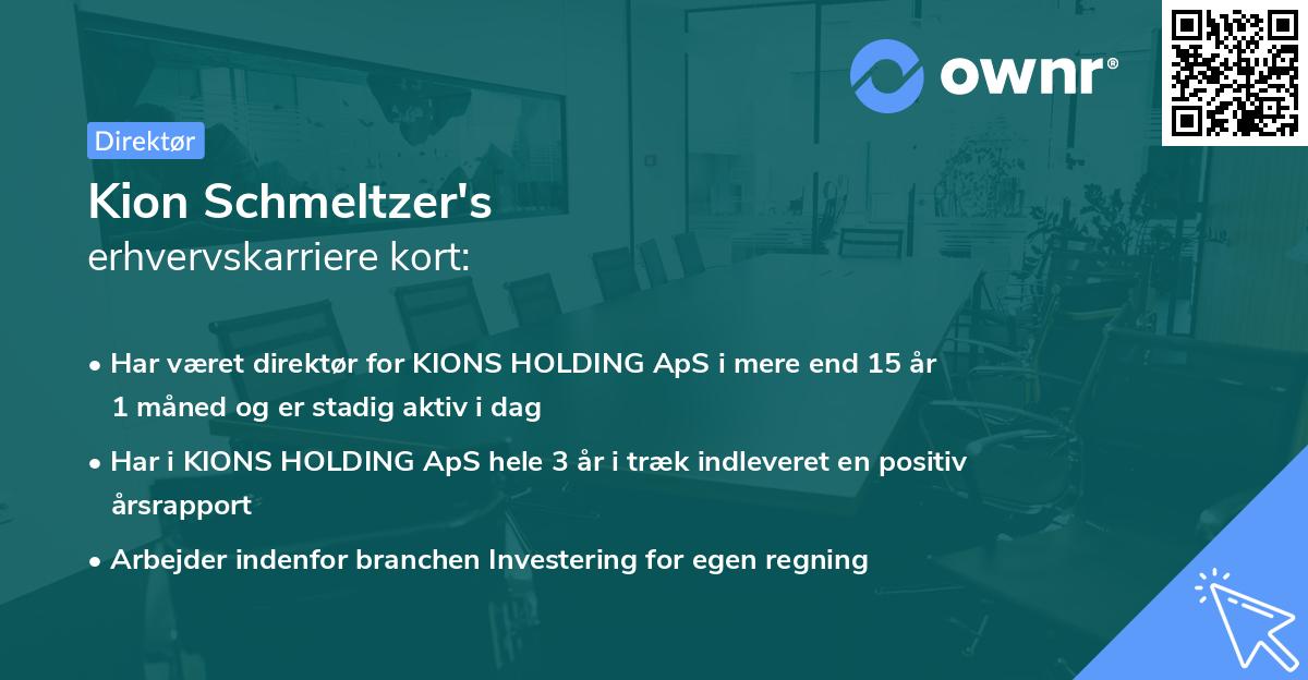 Kion Schmeltzer's erhvervskarriere kort