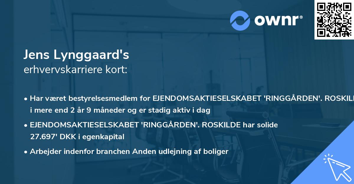Jens Lynggaard's erhvervskarriere kort