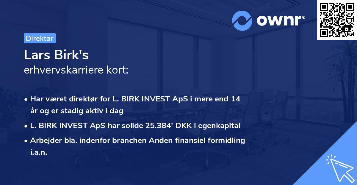 Lars Birk's erhvervskarriere kort