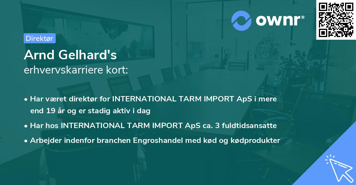 Arnd Gelhard's erhvervskarriere kort
