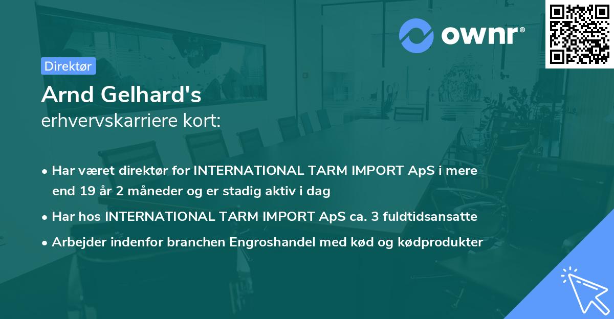 Arnd Gelhard's erhvervskarriere kort