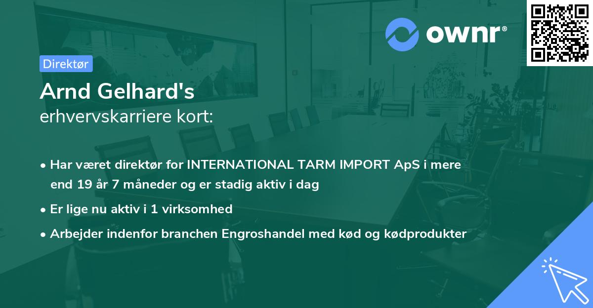 Arnd Gelhard's erhvervskarriere kort