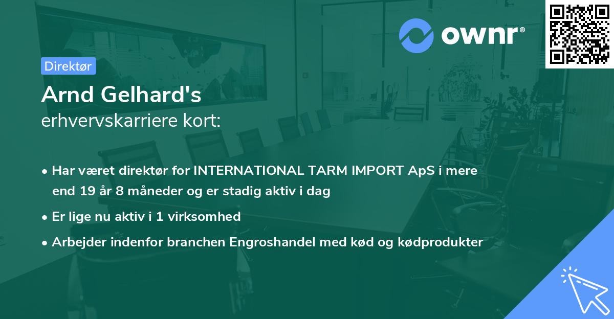 Arnd Gelhard's erhvervskarriere kort