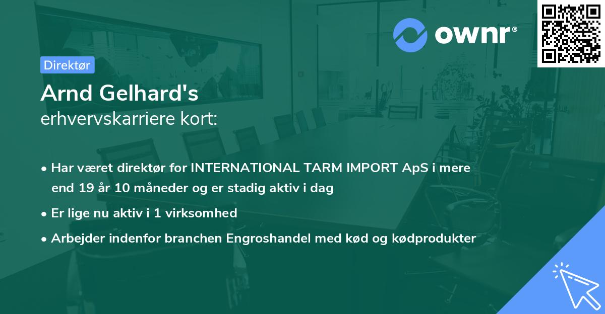 Arnd Gelhard's erhvervskarriere kort