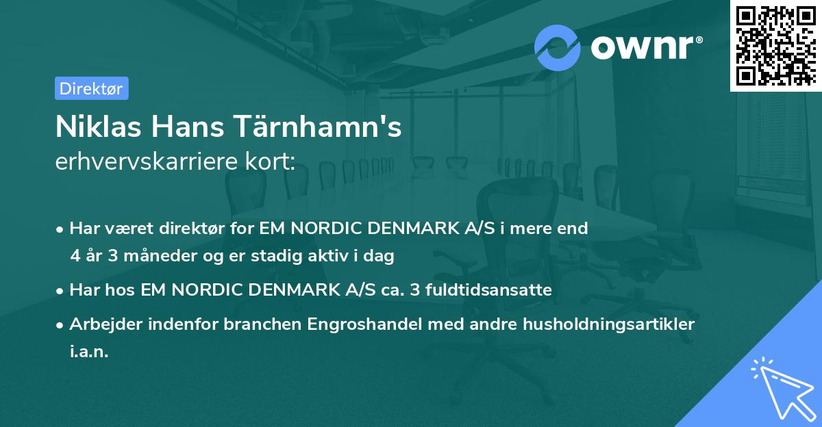 Niklas Hans Tärnhamn's erhvervskarriere kort