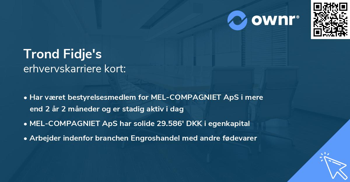 Trond Fidje's erhvervskarriere kort