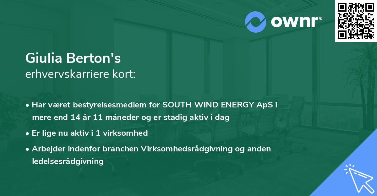 Giulia Berton's erhvervskarriere kort
