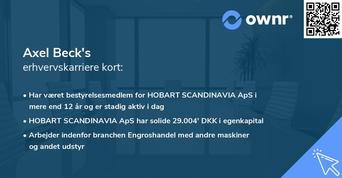 Axel Beck's erhvervskarriere kort