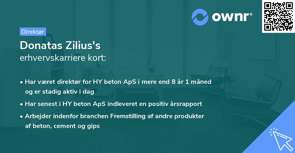 Donatas Zilius's erhvervskarriere kort