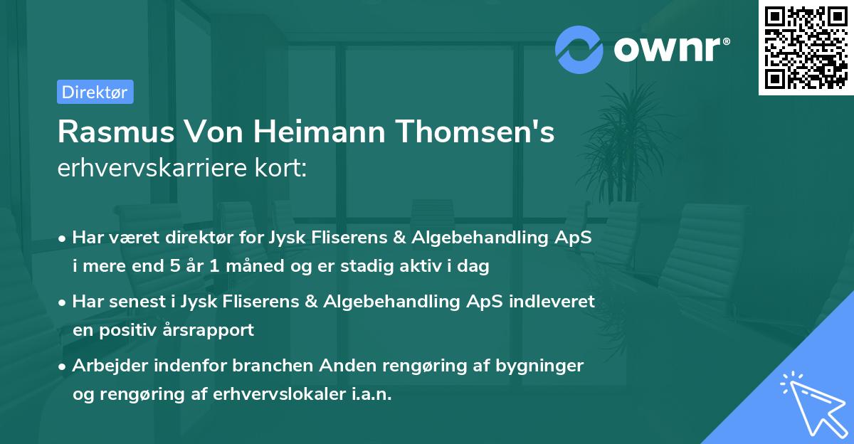 Rasmus Von Heimann Thomsen's erhvervskarriere kort