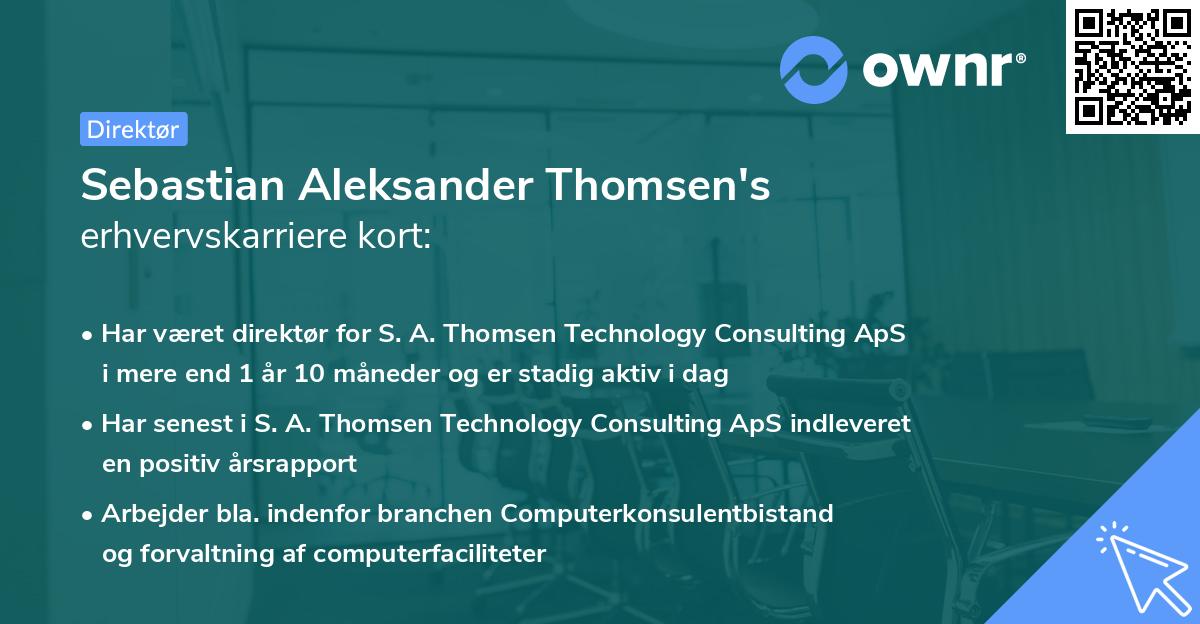 Sebastian Aleksander Thomsen's erhvervskarriere kort