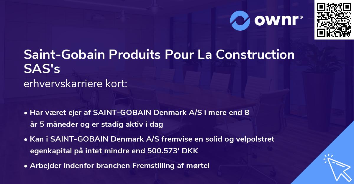 Saint-Gobain Produits Pour La Construction SAS's erhvervskarriere kort