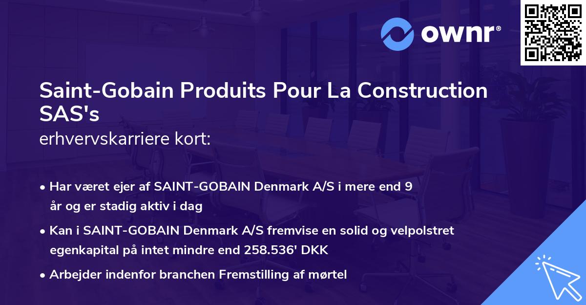 Saint-Gobain Produits Pour La Construction SAS's erhvervskarriere kort