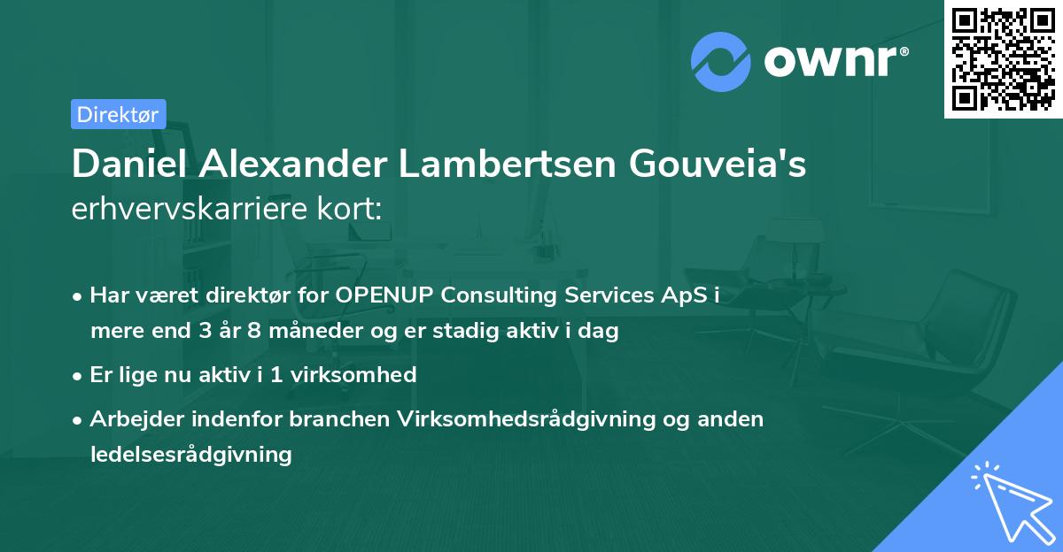 Daniel Alexander Lambertsen Gouveia's erhvervskarriere kort