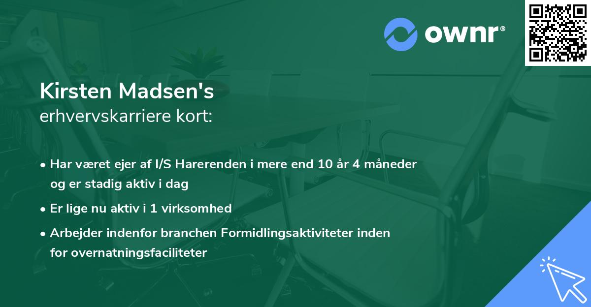Kirsten Madsen's erhvervskarriere kort
