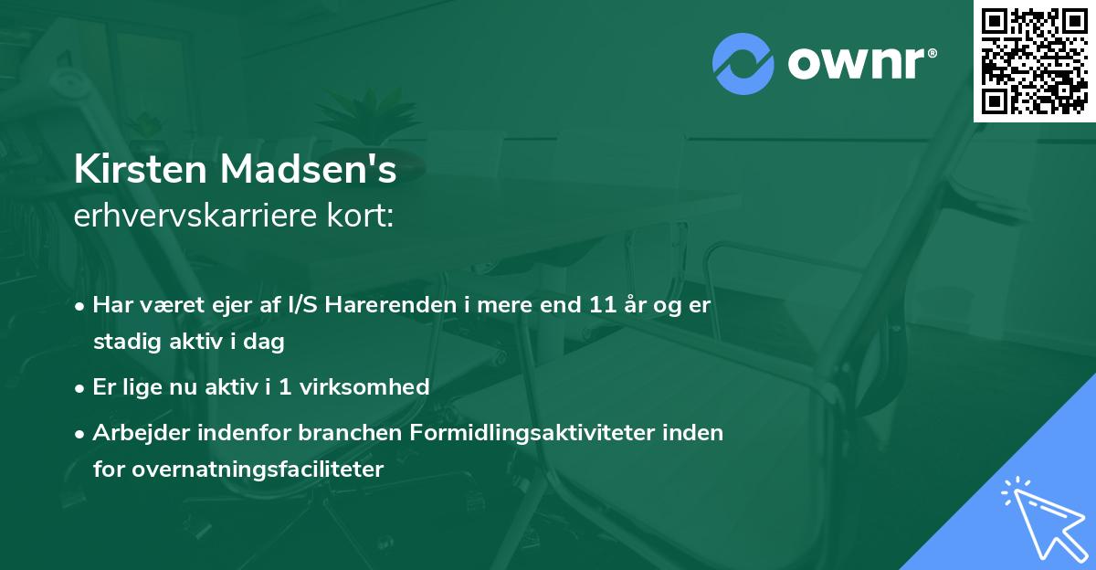 Kirsten Madsen's erhvervskarriere kort