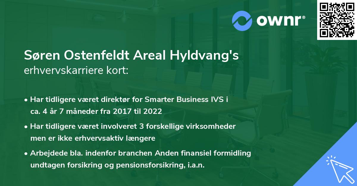 Søren Ostenfeldt Areal Hyldvang's erhvervskarriere kort