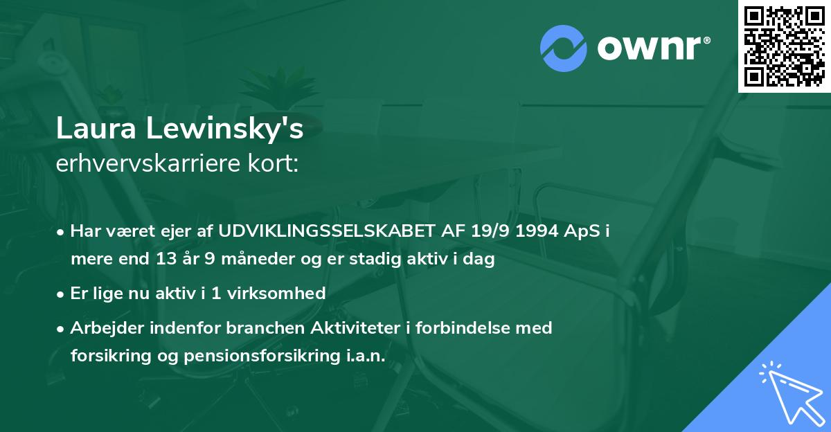 Laura Lewinsky's erhvervskarriere kort