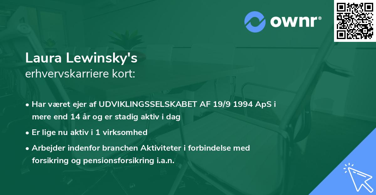 Laura Lewinsky's erhvervskarriere kort