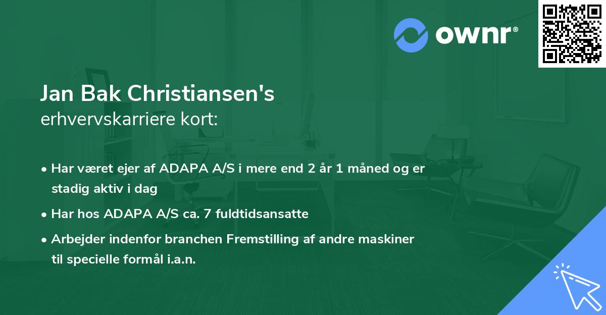 Jan Bak Christiansen's erhvervskarriere kort