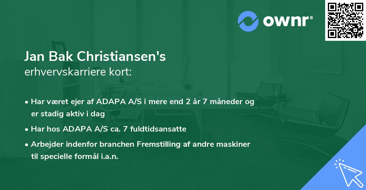 Jan Bak Christiansen's erhvervskarriere kort