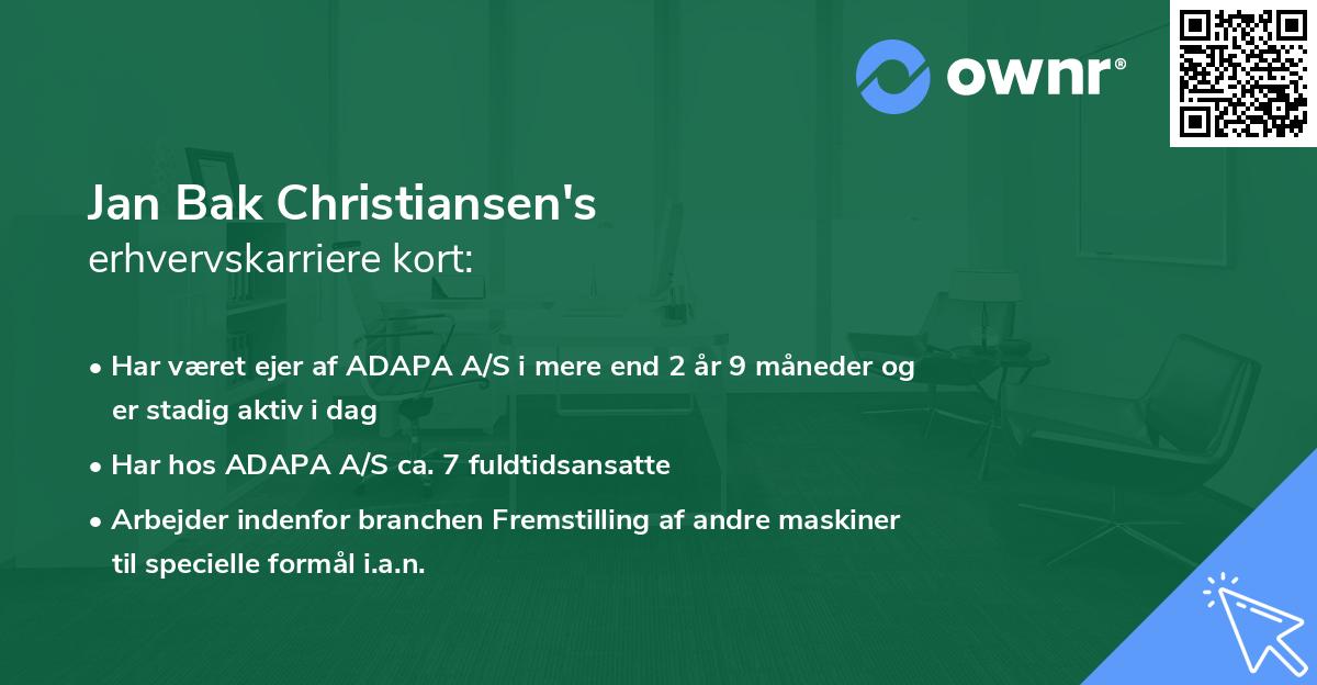 Jan Bak Christiansen's erhvervskarriere kort