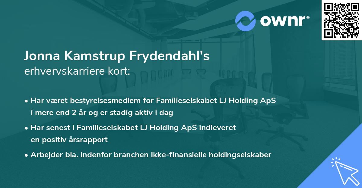 Jonna Kamstrup Frydendahl's erhvervskarriere kort