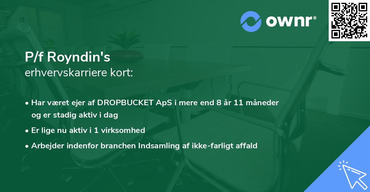 P/f Royndin's erhvervskarriere kort